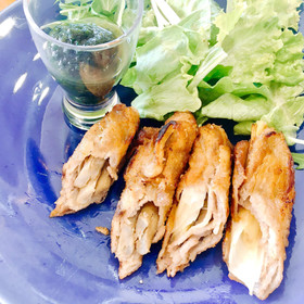 豚肉と根菜のロール竜田～ノンオイル海苔ドレッシング～/