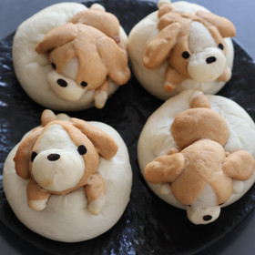 きなこ風味のビーグルパンを4個作ります。