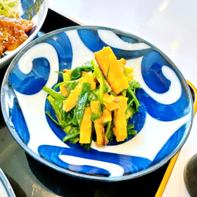 青ネギと油揚げの辛子酢味噌和え