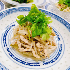 鶏胸肉とザーサイともやしの塩炒め