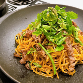 牛肉とクレソンの大人の優しい焼きそば