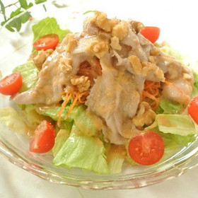 お肉ふんわり♡豚しゃぶサラダは自家製ドレッシングで♬