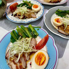 豚バラチャーシューの甘酢あんかけ