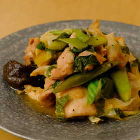 セロリとネギの蒸し物