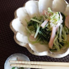 水菜とほたて缶の和え物
