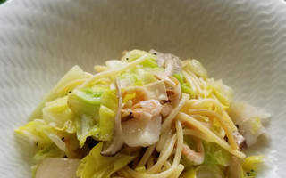 春キャベツと桜えびのパスタ