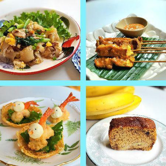 タイ料理レッスン♪　米麺炒めやサテ、可愛い鳥の巣を作ります。