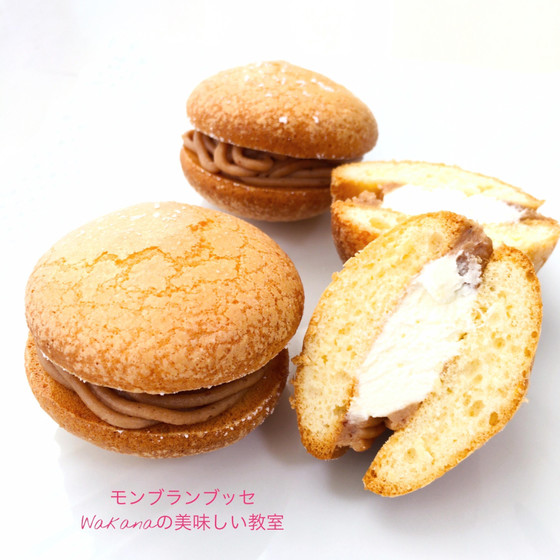余ったブッセ生地とクリームでおまけおやつも実習。