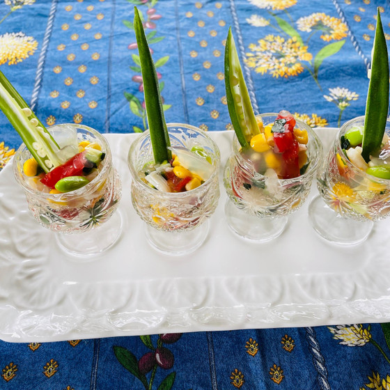 1 ホタテ貝と夏野菜のプチジュレ