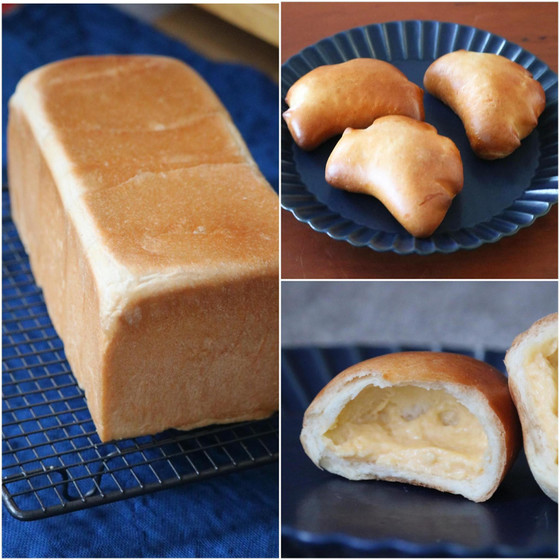しっとり食パンでサンドイッチ仕立て、豆乳で作るクリームパン。