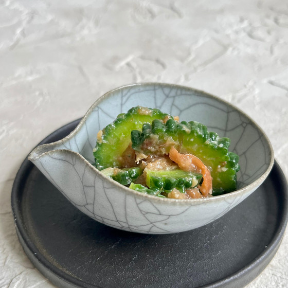 ゴーヤの苦味をおさえ、梅味でさっぱりしつつ、コクも