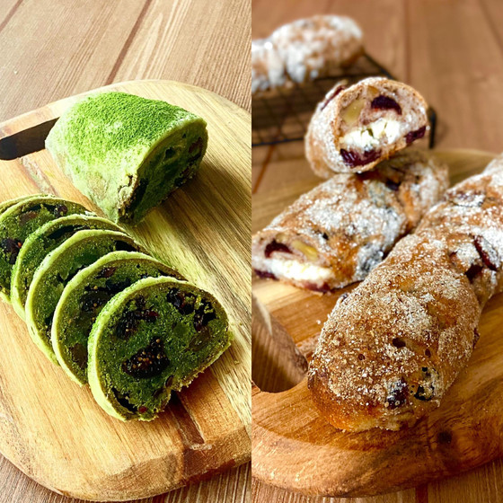 酒種酵母で焼く『抹茶とフルーツのシュトレン』と 『クランベリーと胡桃のライ麦パン』