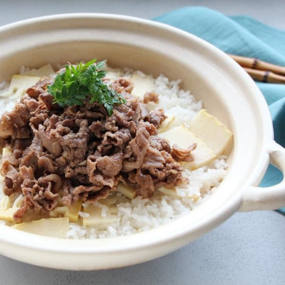 たけのこと牛肉の混ぜごはん