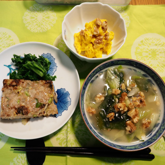 春野菜の美味しさを満喫♪ひき肉蒸し＆かぼちゃとのサラダ、エスニックスープ