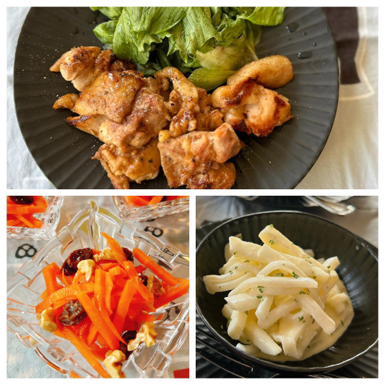 甘酒と梅干がきめて♪ボジョレーで乾杯！鶏肉＆キャロットラペと大根のチーズ和え