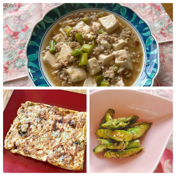 ほっこり和む♪麻婆豆腐、牡蠣のチヂミ＆アスパラ和え
