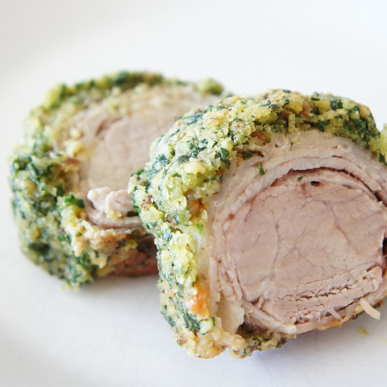 豚肉のロティ：パセリソースをつけてオーブンで焼きます