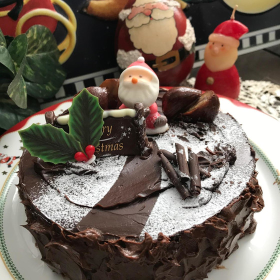 クリスマスケーキ「サンタの道しるべ」１５㎝丸１台実習