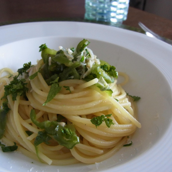 シラスとピーマンのパスタ