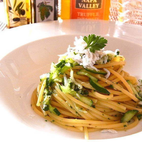 きゅうりとしらすの冷製パスタ