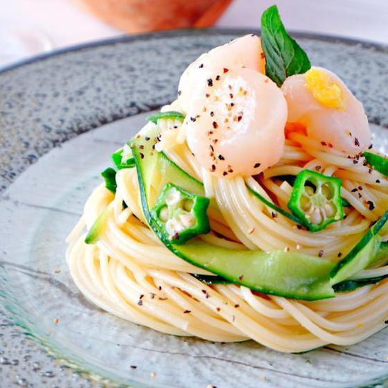 さっぱり爽やか！ほたてと夏野菜のパスタ