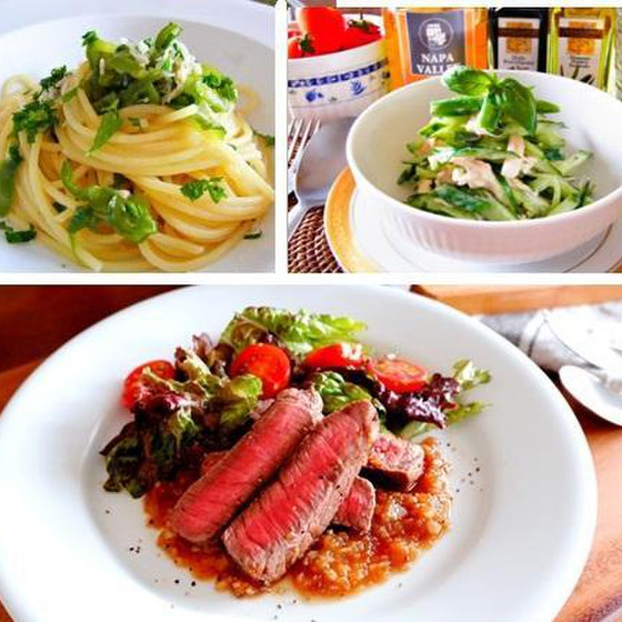夏はお肉が美味しい！上手なステーキの焼き方を学ぼう　夏野菜たっぷりの前菜とパスタ　嬉しいデザート付きレッスン♪