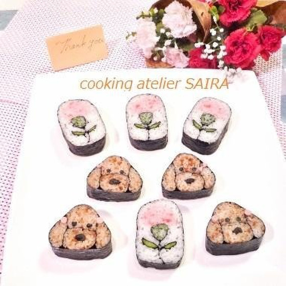 確≫母の日にカーネーションとプードル◆飾り巻き寿司◆