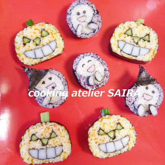 ハロウインの飾り巻き寿司～ジャックオランタンとゴースト～