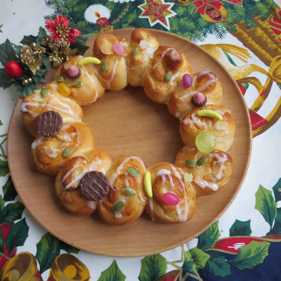 クリスマス子どもパン教室♪クリスマスdecoリースパン
