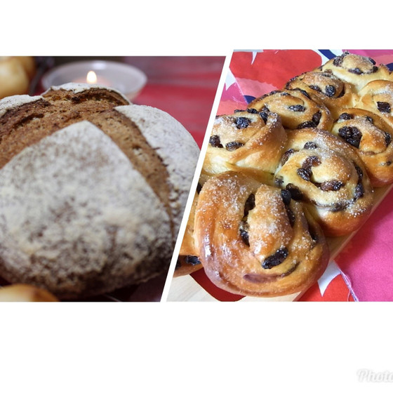 イーストで作るライ麦パンとレーズンエピ
