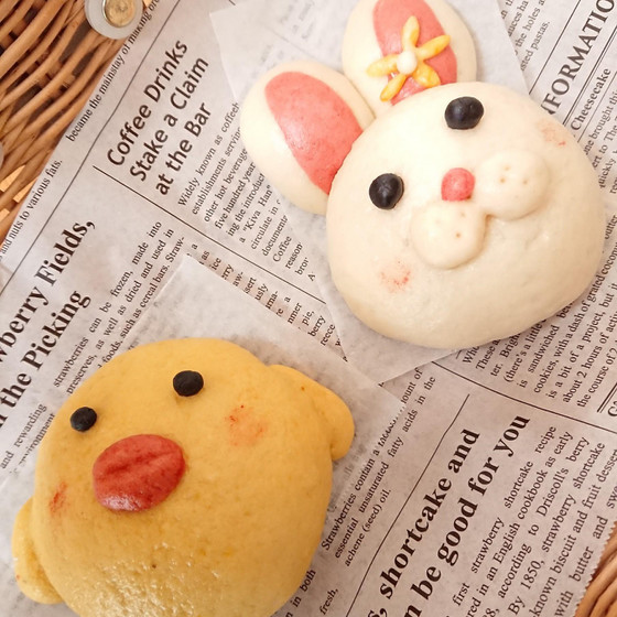 デコ蒸しまん　ヒヨコ&ウサギ