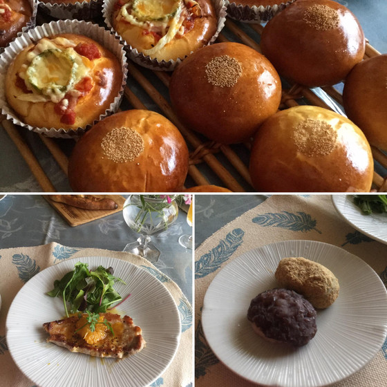 あんぱん、ピザパン、ポークソテー、おはぎ