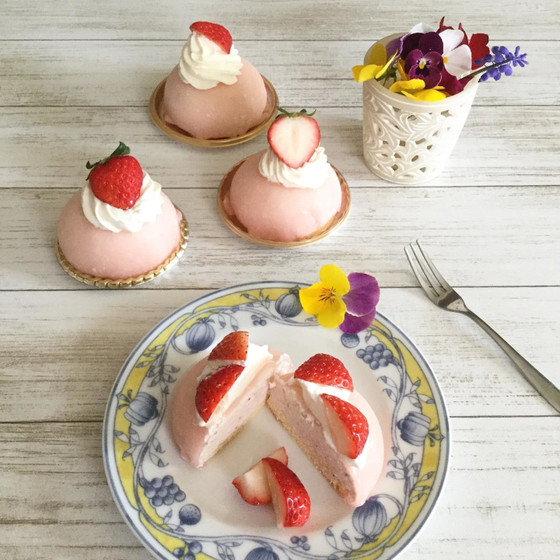 ケーキレッスン「求肥と苺のケーキ」