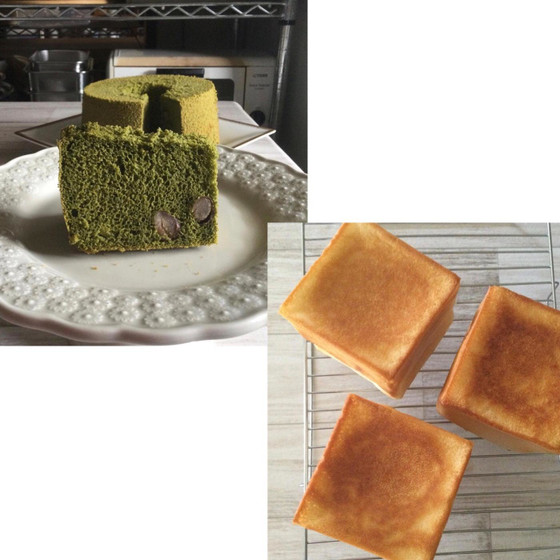 酒種米粉食パンと金時豆と柚子の米粉抹茶シフォン