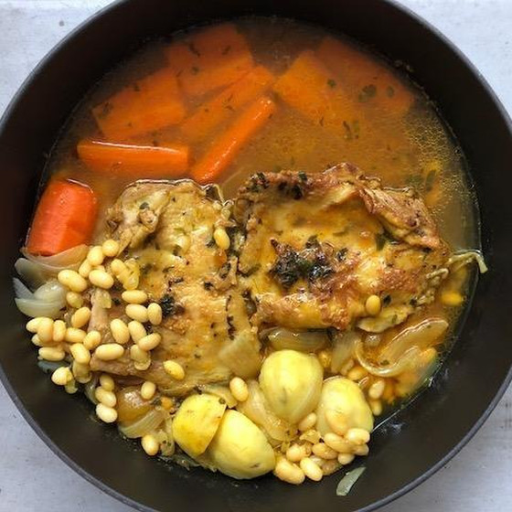 3月モロッコ料理教室【チキンと白いんげん豆の煮込み他】