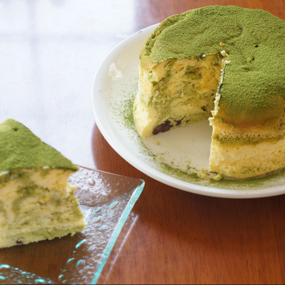 5月の1dayレッスンは抹茶とあずきのスフレチーズです。