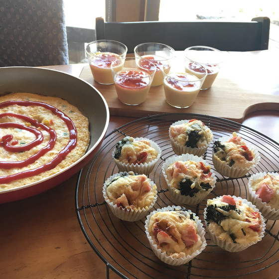 大人レッスン！お食事系マフィンとフライパンキッシュ、プリン