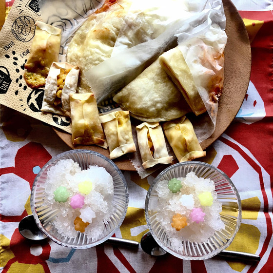 夏休みキッズのお昼に！ブリトーとサモサとかき氷！こども