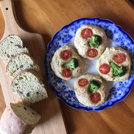 子連れOK大人レッスン抹茶と甘納豆の渦巻きパンとお豆腐パン