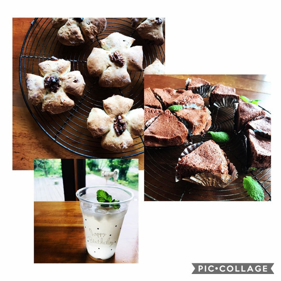 LINEで！手ごねくるみパンとレンジでチョコケーキスムージ-