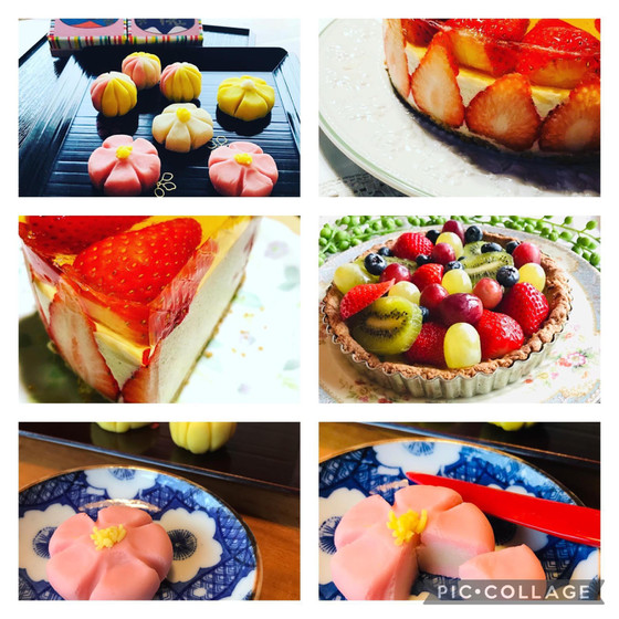 選べるスイーツ♫桜の練り切り、苺ゼリーレアチーズ、苺タルト