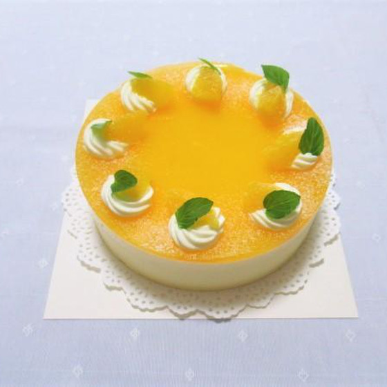 オレンジのレアチーズケーキ