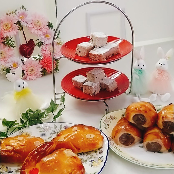 初めてレッスン（クリームパン、チョココルネ、小倉カステラ）