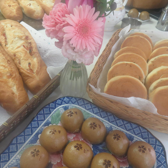 和テイストのパン,豆太鼓と茶饅頭レッスン