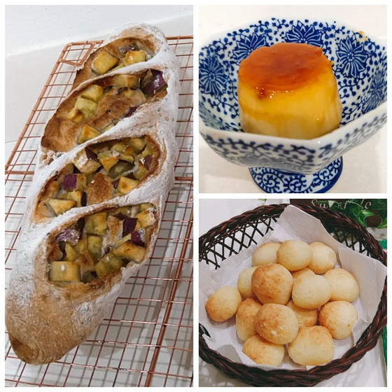 サツマイモのパンとお菓子、簡単ポンデケージョも