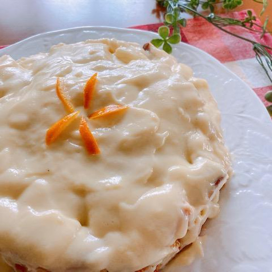 食パンで作る　アップルオレンジプディング