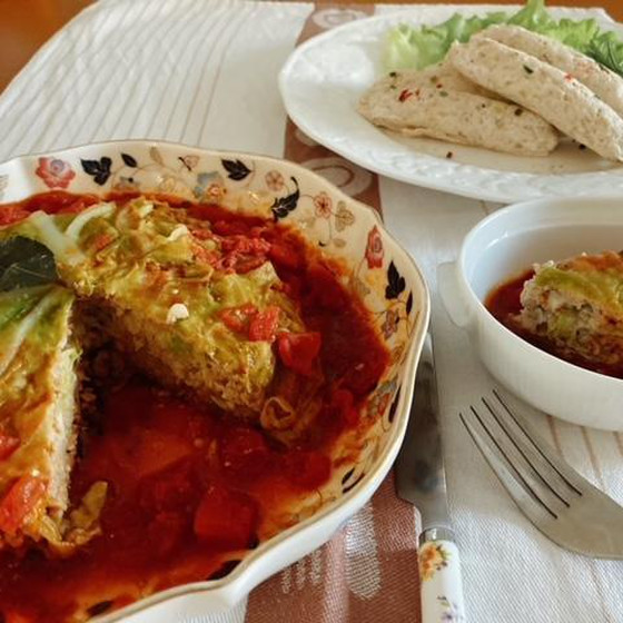 キャベツひき肉ミルフィーユ・手作りソーセージ・鯉のぼりケーキ