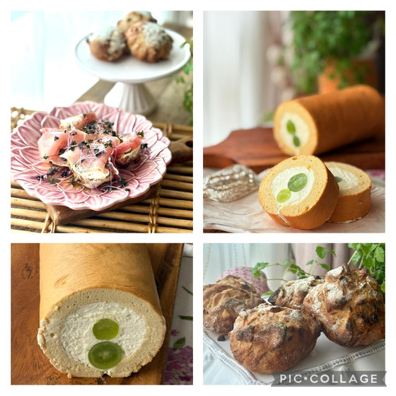 【9月限定】初心者歓迎♪お菓子＆パン教室 ダブルレッスン　『贅沢！米粉のシャインマスカットロールケーキ＆無花果のオレンジ香るハードパン』