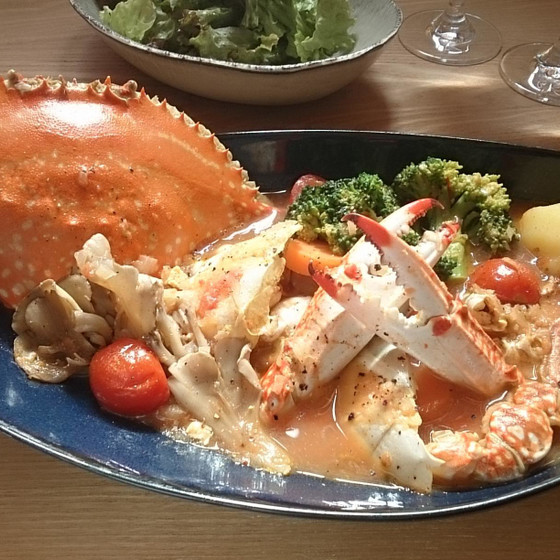 旬の魚料理「ワタリガニ」