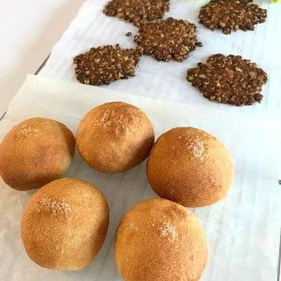 抹茶のロールケーキ、まん丸塩ぱん(ドライイースト)